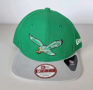 CAPPELLO SNAPBACK PHILADELPHIA EAGLES NFL NEW ERA 9FIFTY LOGO RETRO verde grigio - Foto 1 di 16