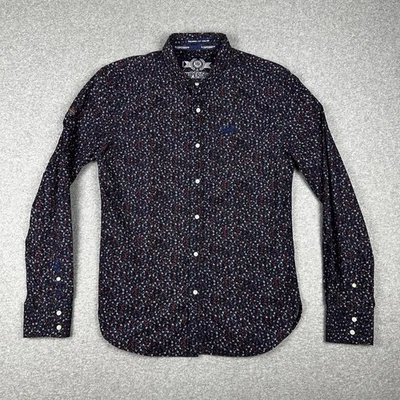 Superdry Hombre Camisa Manga Larga Cuello Corte Premium Talla L Azul Estampado Floral Foto 1 de 4
