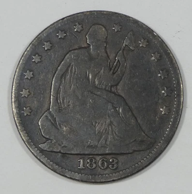 1863 Liberty Seated Half Dollar GOOD Silver 50c - Image 1 of 4