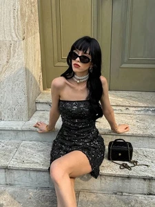 Res Ispa Loquitur Melbourne - Backless Sequin Mini Dress - Black - S (AU8) - Bild 1 von 6