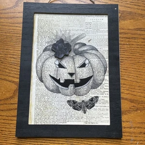 Decorative Framed Picture of A Jack-o'-lantern Carved Pumpkin. Free Shipping - Picture 1 of 3