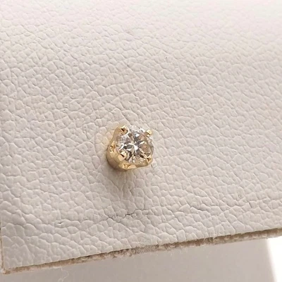 14k Gold Single Stud Earring One Round Natural Diamond - Image 1 of 4