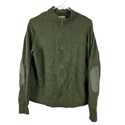 VTG Y2K  L.L. Bean Men’s Cashmere Wool Olive Green Full Zip Sweater Sz L Gorpcor - Image 1 of 4