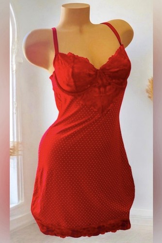 UNDERCOVER Victoria’s Secret mini abito slip modal e pizzo pigiama camicia a pois L