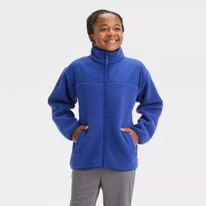 All In Motion Kids Full Zip High-Pile Cozy Sweatshirt Mock Turtleneck - Picture 1 of 10
