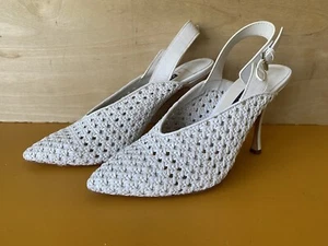 Alice + Olivia Braided Leather Heels White Size 8 - Picture 1 of 11