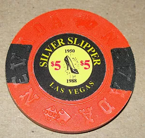 ZAPATILLA DE PLATA 1950-1988 $5 LAS VEGAS BORLAND FANTASY CASINO CHIP DE PÓQUER - Imagen 1 de 2