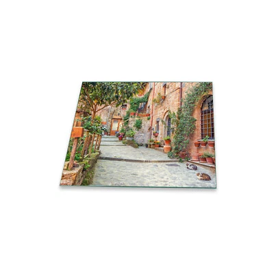 DECORWELT Herdabdeckplatte Ceran 1 teilig 60x52 Stadt Braun Abdeckung Glas Spritzschutz