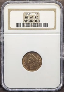 1871 U.S. Indian Head Cent NGC MS 64 Red - Picture 1 of 5