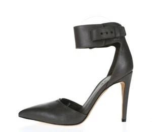 Vince Womens Black Leather Pointy Toe Ankle Strap Heels Shoes Size 7.5 M - Picture 1 of 7