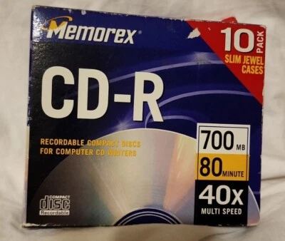 Memorex CD-R Discs 700mb 80min 48x in Slim Sealed Jewel Cases 10 Pack - Image 1 of 4
