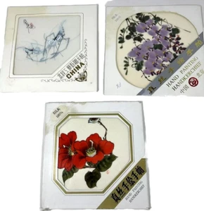 Silk Handkerchief Hankie Hanky Hand Painted Chinese Flowers Scorpion NEW - Picture 1 of 5