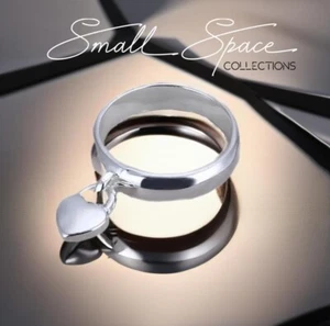 Heart Charms Sterling Silver Band Ring | Size 6-11 | Women's Accessories - Picture 1 of 6