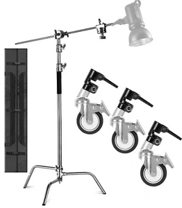 C Stand with Bag Wheel Sandbag Clip 2 Grip Head for Godox SL-60W Aputure 300D - Picture 1 of 12