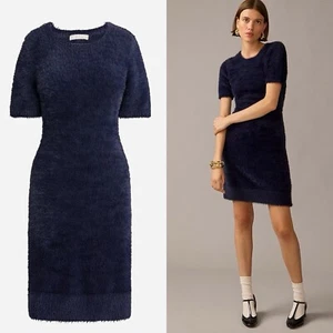 NUEVO CON ETIQUETAS J. Crew Vestido Suéter Manga Corta Hilo Cepillado Talla XL Azul Marino BU130 - Imagen 1 de 6
