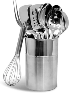 - 8 Piece Stainless Steel Kitchen Utensils Set with Utensil Holder - Picture 1 of 12