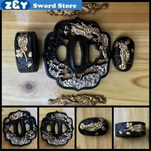 Menuki circular Tsuba Fuchi Kashira para espada japonesa Katana Wakizashi Tanto - Imagen 1 de 6