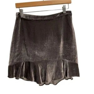 Madewell Samt Minirock mit Rüschensaum Party Cocktail Abend Größe 4 Neu mit Etikett - Bild 1 von 10