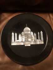 Taj Mahal Mother Of Pearl Inlay Black Marble Plate 8”