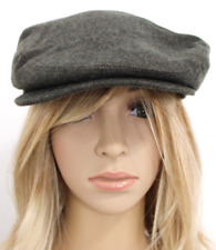 Stewart Of Scotland 100% Cashmere Hat Cap Newsboy Cap Gray Size S/M