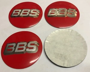 4x Sticker BBS Wheel Centre Cap Emblem Decal 65mm 6.5cm Red / Silver Stickers - Picture 1 of 2
