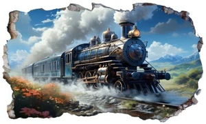 Antiguo tren de vapor pared aplastamiento adhesivo calcomanía póster gráfico - Imagen 1 de 1