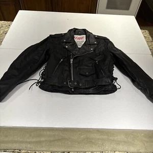 Vintage LA ROXX Leather Biker Jacket Mens Small 80s Motley Crue Punk Rock Size M - Picture 1 of 22