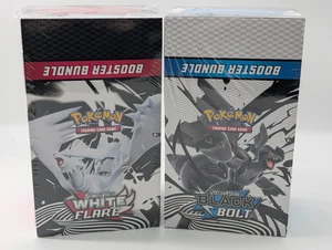 Pokemon SV10.5 Black Bolt & White Flare SEALED LOT 2 Booster Bundle Display Case - Picture 1 of 2