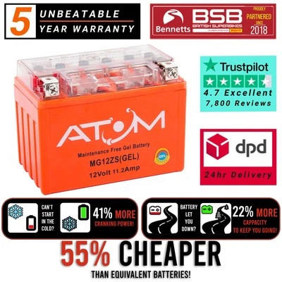 MG12ZS Atom Gel Motorcycle Battery for Honda VTR 1000 F Firestorm 97-05 - Image 1 of 4