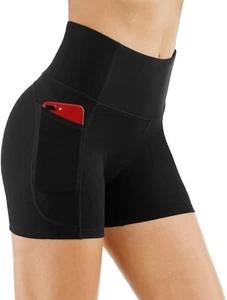 The Gym People High Waist Yoga Shorts für Damen, schwarz - Größe L - Bild 1 von 7