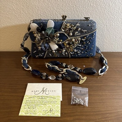 Mary Frances Vintage Blue Denim Jeweled Clutch - Image 1 of 4