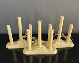 3 VTG Christmas 3 Candle Electric Candelabra - Says 'Greetings' w Bells - Works - Picture 1 of 4