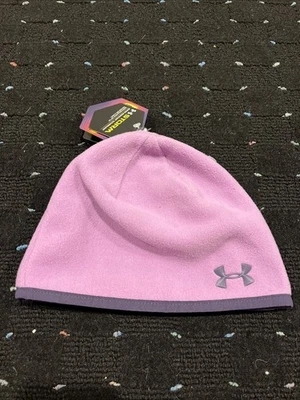 Under Armour 女式 ColdGear Storm 舒适 Beanie 抓绒帽子紫色 全新 — 第 1/4 张图片