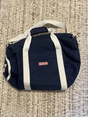 Bolso Bandolera de Gimnasio de Lona de Viaje Vineyard Vines Azul Marino y Blanco Foto 1 de 4