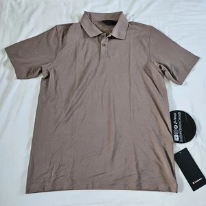 Lululemon Cotton Pique Short Sleeve Polo Shirt TPTC Taupetastic Mens Size Medium - Picture 1 of 6
