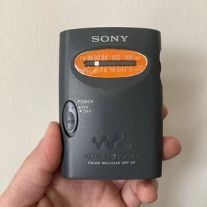 Sony Walkman AM/FM Portable Radio SRF-59 with Belt Clip TESTED WORKS dark gray - Picture 1 of 6