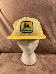 Rare Vintage John Deere Yellow Patch All Mesh SnapBack Hat Cap Trucker USA - Picture 1 of 8