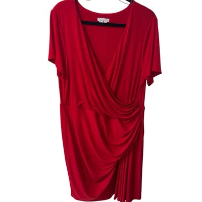 Vestido London Times Mujer Rojo Sobrepelliz Escote Cintura Reunida Cremallera TALLA 16W Foto 1 de 4