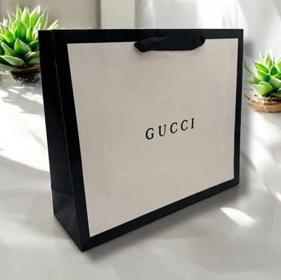 "Nueva bolsa de regalo clásica blanca/negra Gucci Med para compras 12,75"" x 11"" x 4""" Foto 1 de 3