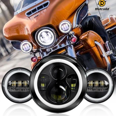 Halo 7" LED Headlight &Fog Light For Harley-Davidson Electra Glide Ultra Classic - Image 1 of 4