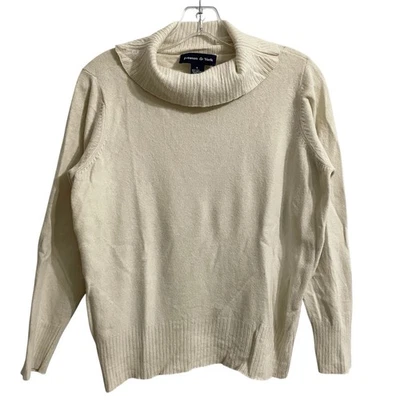 Preston York Sweater Womens Large Ivory Cowl Neck Turtleneck Retro Classic - Image 1 of 4