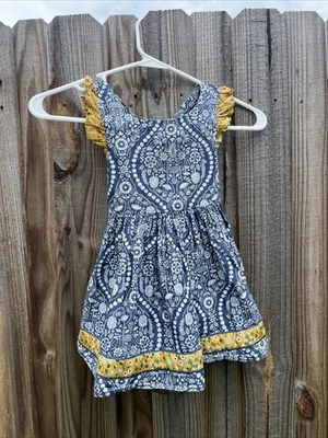 Vestido Matilda Jane Joanna Gaines Kick Up Your Heels tamanho 2 azul branco amarelo meninas - Imagem 1 de 4