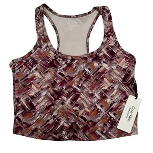 NWT Calvin Klein Womens Size S Performance Print Racerback Crop Tank Top NEW - Picture 1 of 8