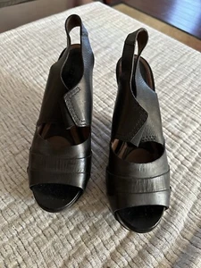 MARNI PLATFORM WEDGE STACKED HEEL SANDALS SIZE 39EU 9 U.S. WOMENS BLACK LEATHER - Picture 1 of 7