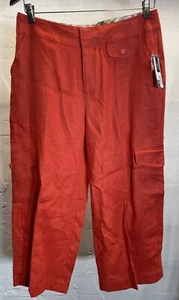 Duck Head Women Orange Linen Capri Pants NWT Size 10 - Picture 1 of 9