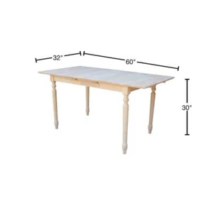 International Concepts Dining Table 60" L X 30" H, Solid Unfinished Wood Frame - Picture 1 of 7