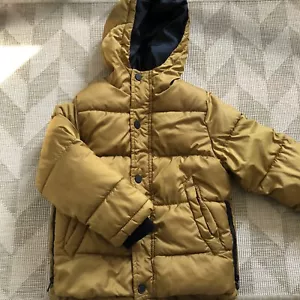 Zara Collection Boys Gold/Mustard Winter Zip Up Snaps Jacket Size 6 Parka Hood - Picture 1 of 7