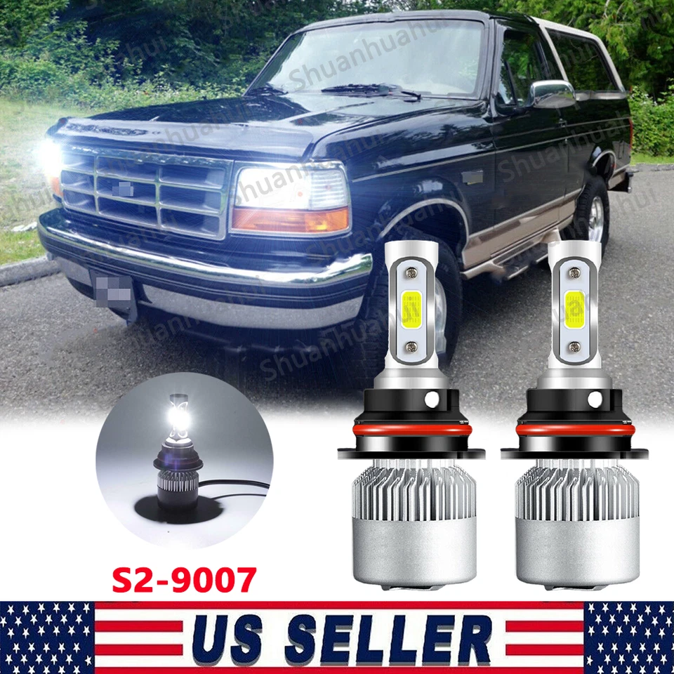 Para Ford Bronco 1992-1996 - 6000K 2 piezas 9007 Kit de bombillas de haz alto/bajo LED Foto 1 de 4
