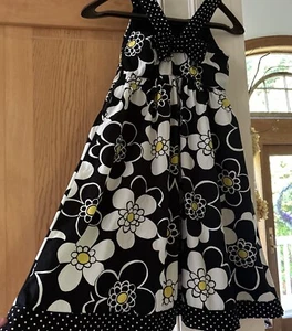 GYMBOREE Girls 8 DRESS Sundress Calico Trim SuMMeR PaRTy Bold Black White Floral - Picture 1 of 20