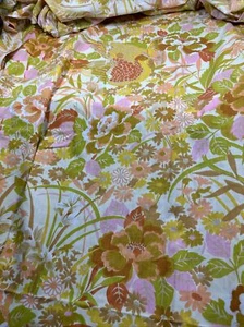 Cannon Royal Family Full Fitted Bottom Sheet Birds Floral Circa 70s Gold Pink - Picture 1 of 12